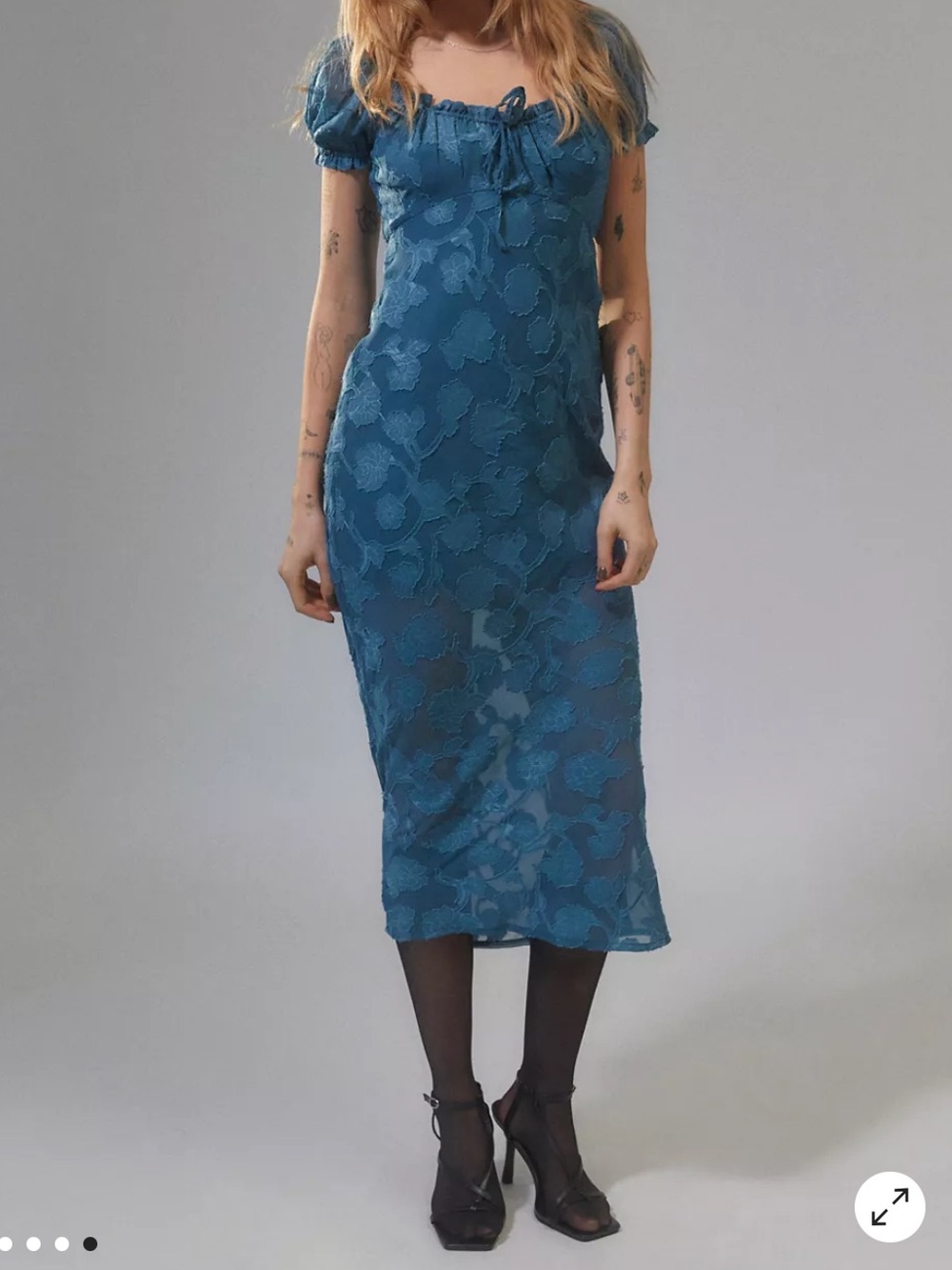 Urban Outfitters Teal Becca Floral Midi Dress